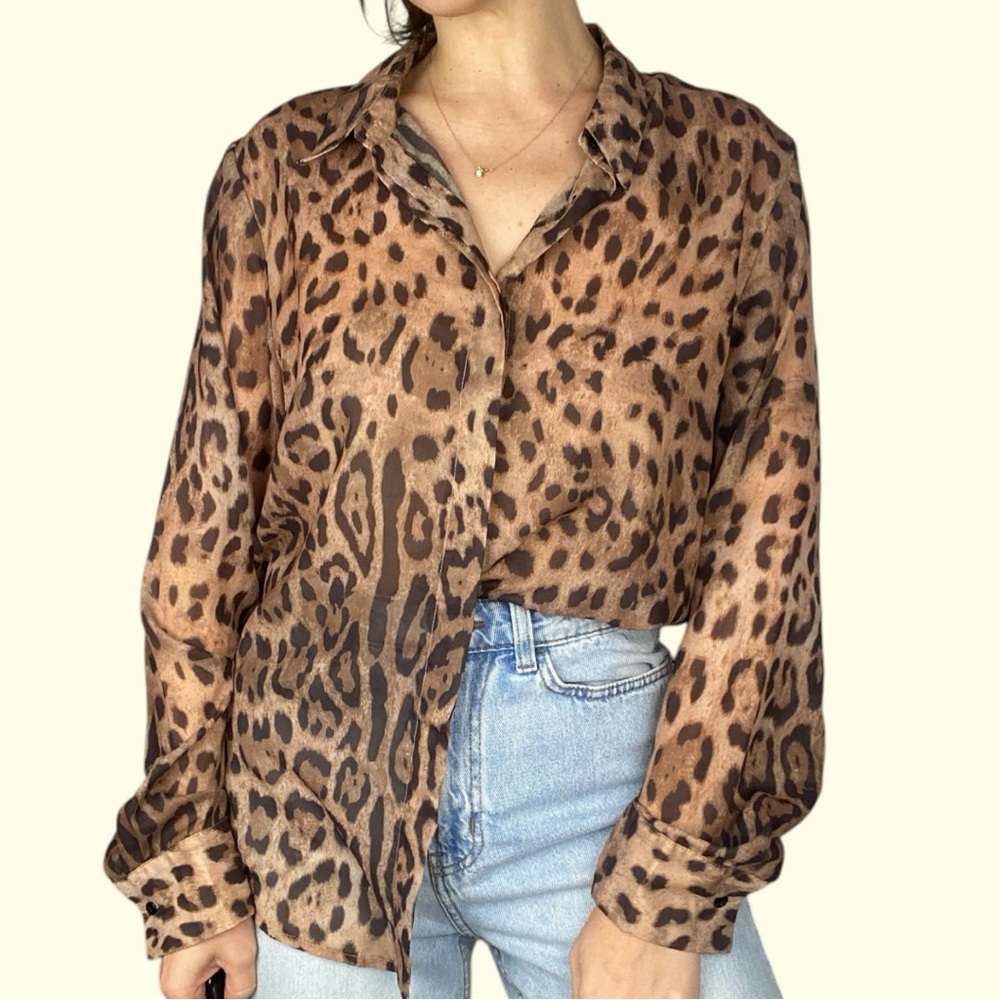 Animal Print Long Sleeve Button Down Shirt